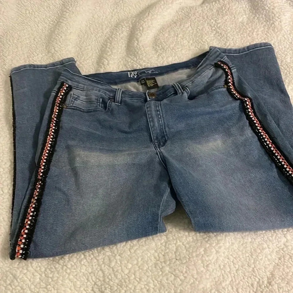 DG 2 by Diane Gilman jeans with striped side size 14 - Picture 3 of 10